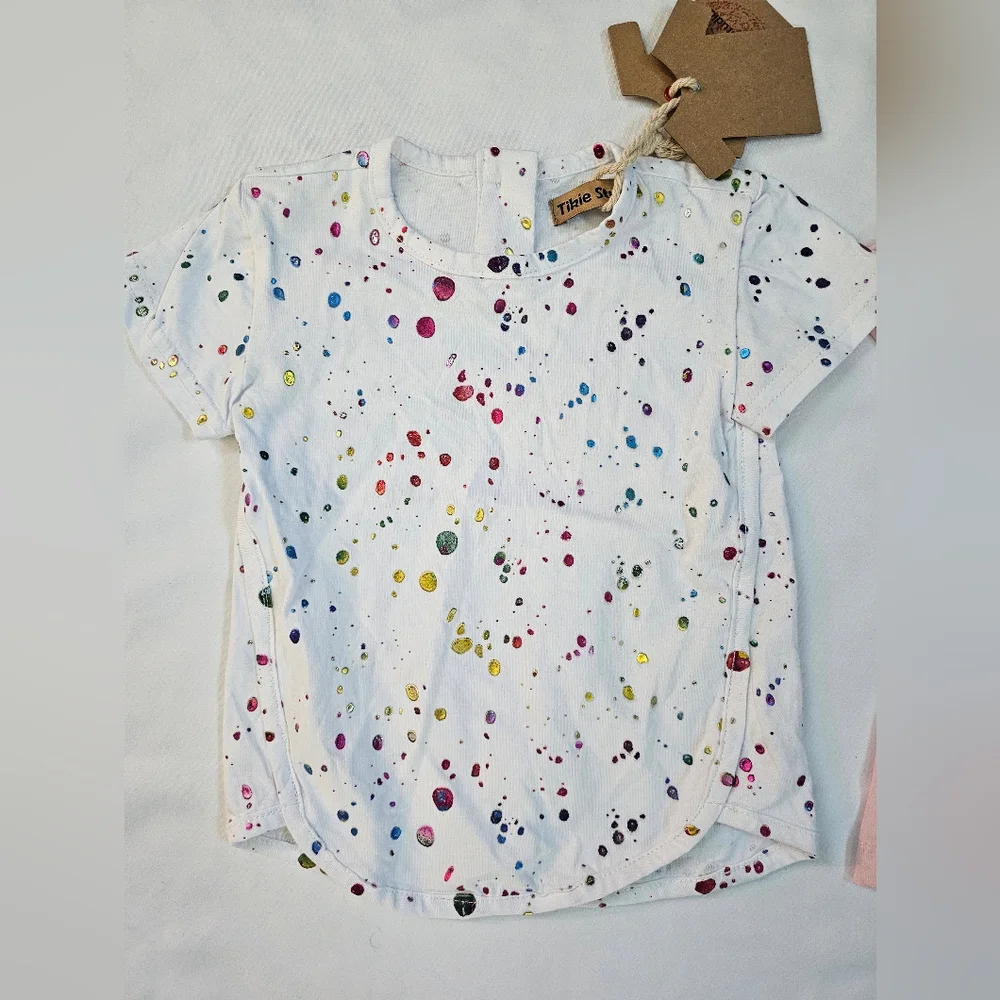 Set Of Two Kids' Colorful Tees- Pink Metallic Cheetah- 18 Month